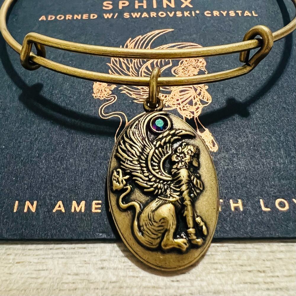 New Alex and Ani "Path of Symbols" Sphinx Charm Bangle Bracelet in Rafaelian - Picture 2 of 7